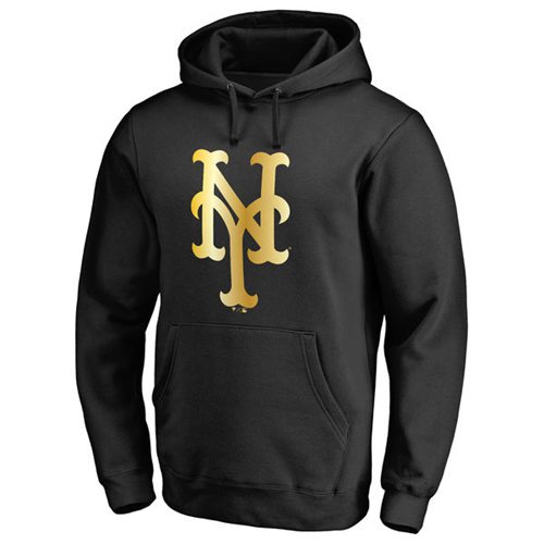 New York Mets Gold Collection Pullover Hoodie Black